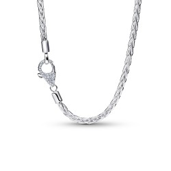 Pandora Pavé Clasp Foxtail Chain Charm Necklace Pandora Pavé Clasp Foxtail Chain Charm Necklace