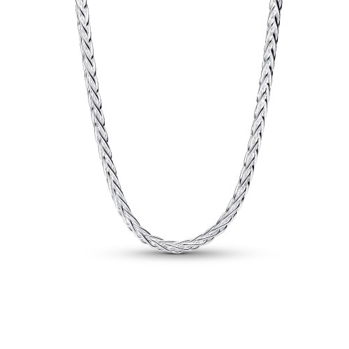 Pandora Pavé Clasp Foxtail Chain Charm Necklace Pandora Pavé Clasp Foxtail Chain Charm Necklace