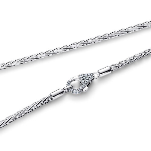 Pandora Pavé Clasp Foxtail Chain Charm Necklace Pandora Pavé Clasp Foxtail Chain Charm Necklace