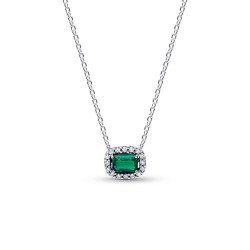 Pandora Rectangular Sparkling Green Halo Pendant Necklace Pandora Rectangular Sparkling Green Halo Pendant Necklace
