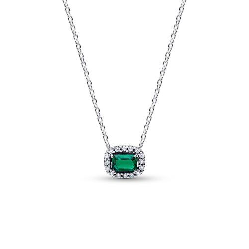 Pandora Rectangular Sparkling Green Halo Pendant Necklace Pandora Rectangular Sparkling Green Halo Pendant Necklace