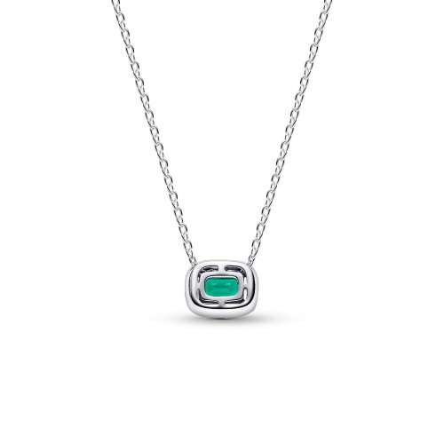 Pandora Rectangular Sparkling Green Halo Pendant Necklace Pandora Rectangular Sparkling Green Halo Pendant Necklace