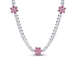 Pandora Pink Flower Tennis Necklace Pandora Pink Flower Tennis Necklace