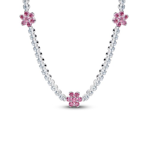 Pandora Pink Flower Tennis Necklace Pandora Pink Flower Tennis Necklace
