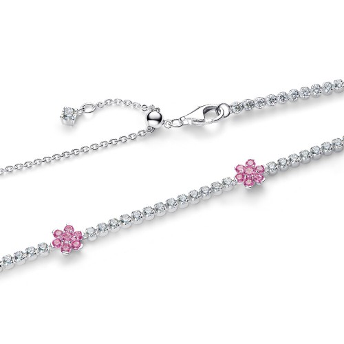 Pandora Pink Flower Tennis Necklace Pandora Pink Flower Tennis Necklace