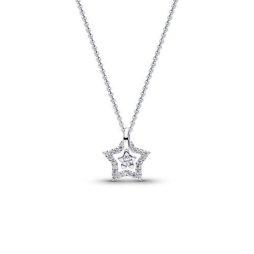 Pandora Talisman Sterling Silver Lab-Grown Diamond Star Pendant Necklace Pandora Talisman Sterling Silver Lab-Grown Diamond Star Pendant Necklace