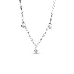Pandora Talisman Sterling Silver Lab-Grown Diamond Dangle Symbols Paperclip Chain Necklace Pandora Talisman Sterling Silver Lab-Grown Diamond Dangle Symbols Paperclip Chain Necklace