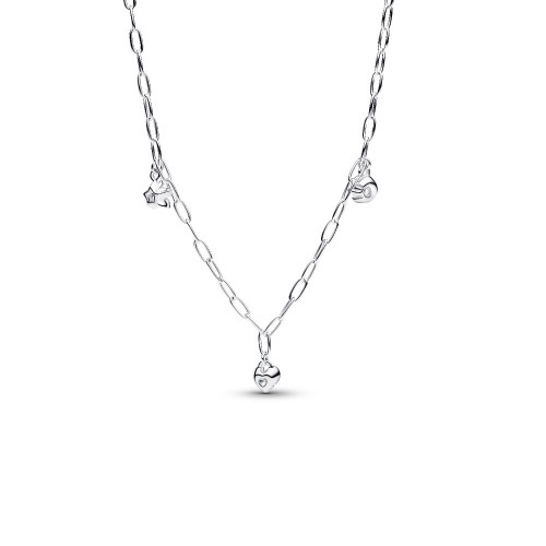 Pandora Talisman Sterling Silver Lab-Grown Diamond Dangle Symbols Paperclip Chain Necklace Pandora Talisman Sterling Silver Lab-Grown Diamond Dangle Symbols Paperclip Chain Necklace