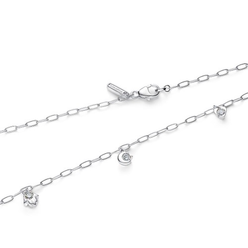 Pandora Talisman Sterling Silver Lab-Grown Diamond Dangle Symbols Paperclip Chain Necklace Pandora Talisman Sterling Silver Lab-Grown Diamond Dangle Symbols Paperclip Chain Necklace