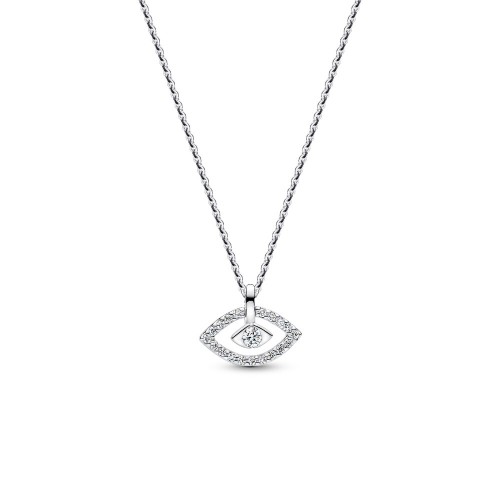 Pandora Talisman Sterling Silver Lab-Grown Diamond Evil Eye Pendant Necklace