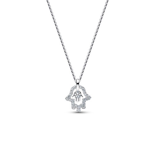 Pandora Talisman Sterling Silver Lab-Grown Diamond Hamsa Hand Pendant Necklace Pandora Talisman Sterling Silver Lab-Grown Diamond Hamsa Hand Pendant Necklace