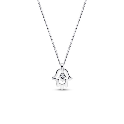 Pandora Talisman Sterling Silver Lab-Grown Diamond Hamsa Hand Pendant Necklace Pandora Talisman Sterling Silver Lab-Grown Diamond Hamsa Hand Pendant Necklace