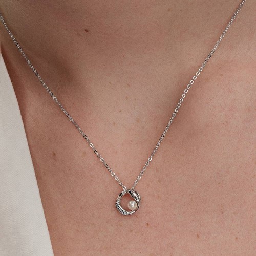 Pandora Organically Shaped Pavé Circle & Treated Freshwater Cultured Pearl Collier Necklace