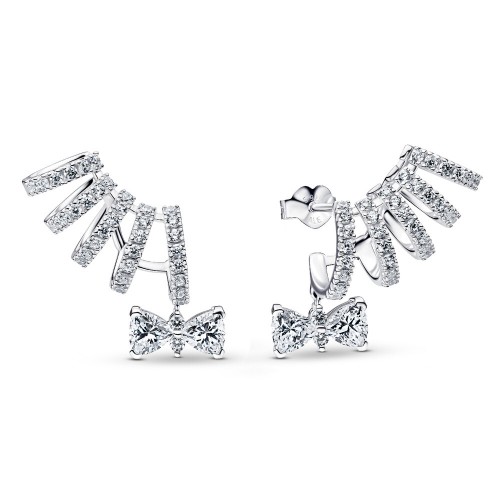 Pandora Bridgerton Sparkling Bow Climber Earrings