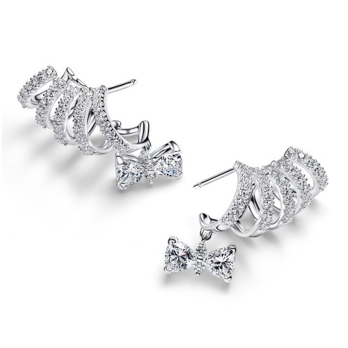 Pandora Bridgerton Sparkling Bow Climber Earrings