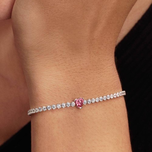 Pandora Pink Sparkling Heart Tennis Bracelet Pandora Pink Sparkling Heart Tennis Bracelet