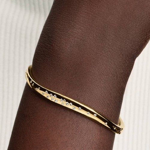Pandora Organically Shaped Stone-Set Bangle Pandora Organically Shaped Stone-Set Bangle