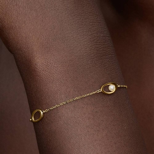 Pandora Organically Shaped Oval & Treated Freshwater Cultured Pearl Bracelet Pandora Organically Shaped Oval & Treated Freshwater Cultured Pearl Bracelet