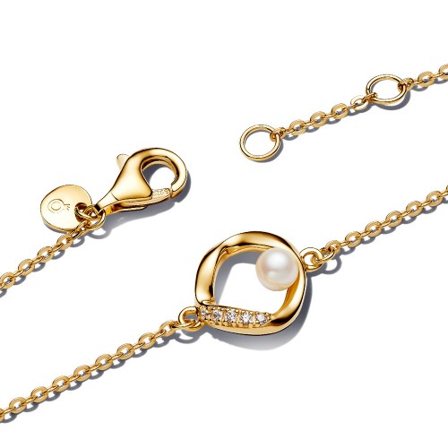 Pandora Organically Shaped Pavé Circle & Treated Freshwater Cultured Pearl Bracelet Pandora Organically Shaped Pavé Circle & Treated Freshwater Cultured Pearl Bracelet