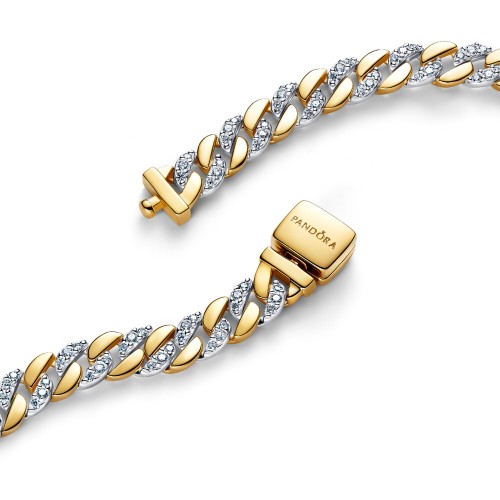 Pandora Two-tone Pavé Cuban Chain Bracelet Pandora Two-tone Pavé Cuban Chain Bracelet