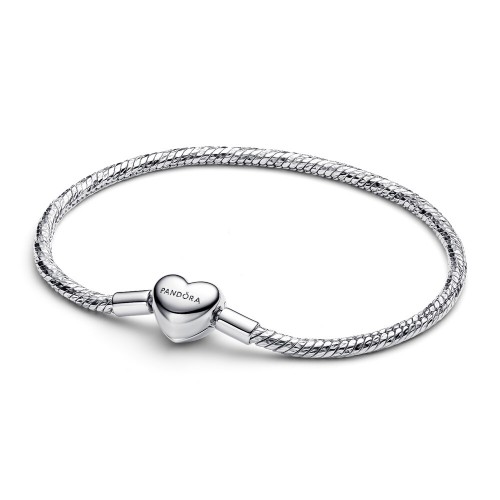 Pandora Heart Clasp Faceted Snake Chain Bracelet Pandora Heart Clasp Faceted Snake Chain Bracelet