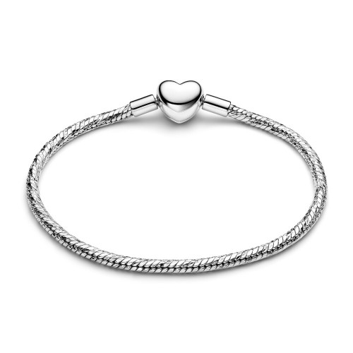Pandora Heart Clasp Faceted Snake Chain Bracelet Pandora Heart Clasp Faceted Snake Chain Bracelet