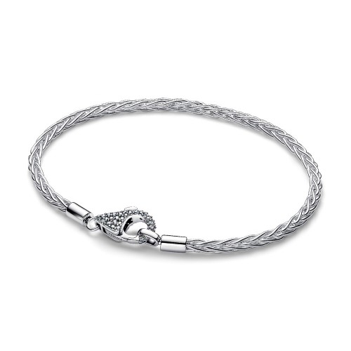 Pandora Pavé Clasp Foxtail Chain Charm Bracelet Pandora Pavé Clasp Foxtail Chain Charm Bracelet