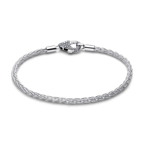 Pandora Pavé Clasp Foxtail Chain Charm Bracelet Pandora Pavé Clasp Foxtail Chain Charm Bracelet