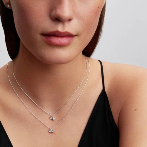 Pandora Talisman Sterling Silver Lab-Grown Diamond Heart & Star Dangle Pendant Necklace Pandora Talisman Sterling Silver Lab-Grown Diamond Heart & Star Dangle Pendant Necklace