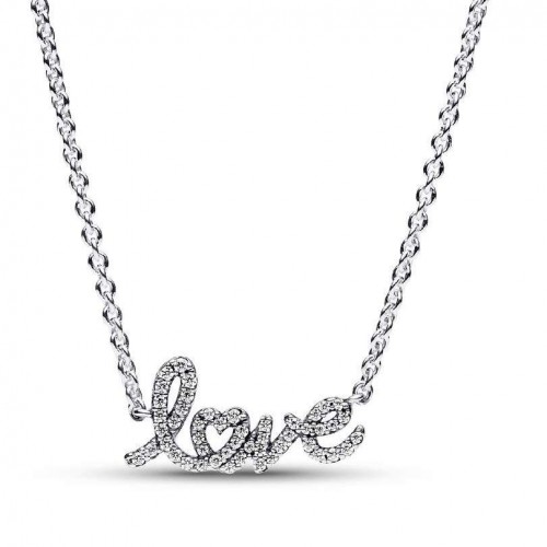 Pandora Sparkling Handwritten Love Collier Necklace