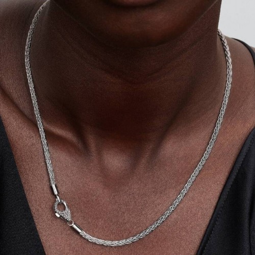 Pandora Pavé Clasp Foxtail Chain Charm Necklace Pandora Pavé Clasp Foxtail Chain Charm Necklace