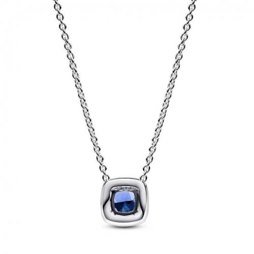 Pandora Sparkling Square Blue Halo Pendant Necklace