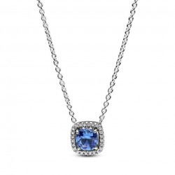 Pandora Sparkling Square Blue Halo Pendant Necklace