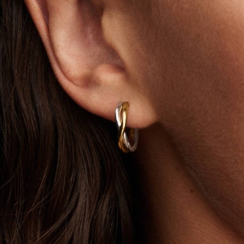 Pandora Organically Shaped Two-tone Open Hoop Earrings Pandora Organically Shaped Two-tone Open Hoop Earrings