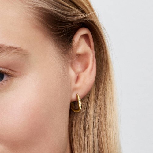 Pandora Organically Shaped Stone-Set Hoop Earrings Pandora Organically Shaped Stone-Set Hoop Earrings
