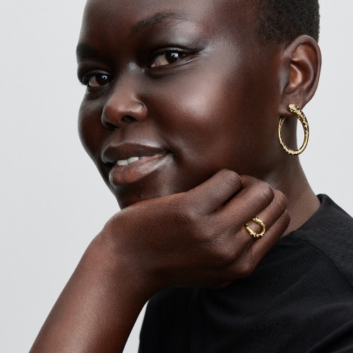 Pandora Organically Shaped Stone-Set Hinged Hoop Earrings Pandora Organically Shaped Stone-Set Hinged Hoop Earrings