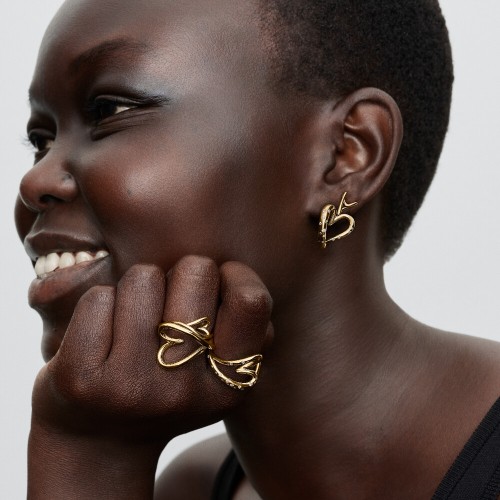 Pandora Organically Shaped Stone-Set Heart Hoop Earrings Pandora Organically Shaped Stone-Set Heart Hoop Earrings