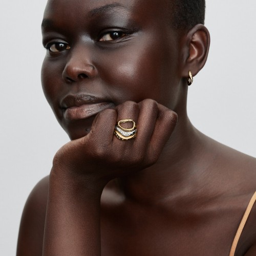 Pandora Organically Shaped Stone-Set Hoop Earrings Pandora Organically Shaped Stone-Set Hoop Earrings
