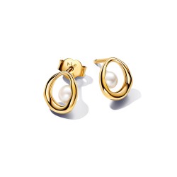Pandora Organically Shaped Oval & Treated Freshwater Cultured Pearl Stud Earrings