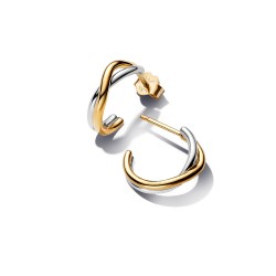 Pandora Organically Shaped Two-tone Open Hoop Earrings Pandora Organically Shaped Two-tone Open Hoop Earrings
