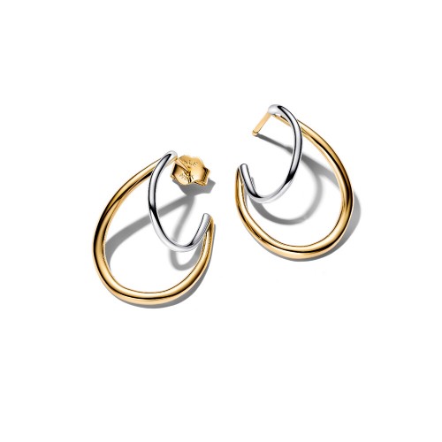Pandora Organically Shaped Two-Tone Double Hoop Earrings Pandora Organically Shaped Two-Tone Double Hoop Earrings