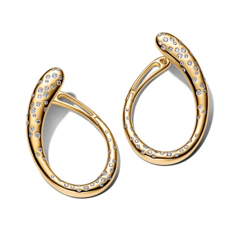 Pandora Organically Shaped Stone-Set Hinged Hoop Earrings Pandora Organically Shaped Stone-Set Hinged Hoop Earrings