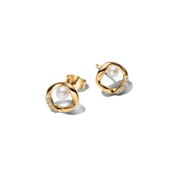 Pandora Organically Shaped Pavé Circle & Treated Freshwater Cultured Pearl Stud Earrings Pandora Organically Shaped Pavé Circle & Treated Freshwater Cultured Pearl Stud Earrings