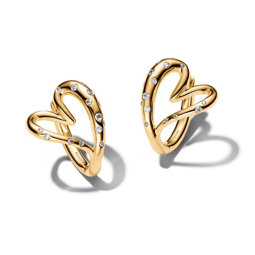 Pandora Organically Shaped Stone-Set Heart Hoop Earrings Pandora Organically Shaped Stone-Set Heart Hoop Earrings