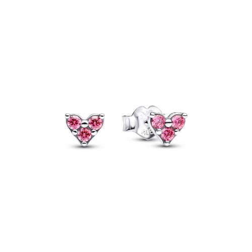 Pandora Triple Stone Pink Heart Stud Earrings Pandora Triple Stone Pink Heart Stud Earrings