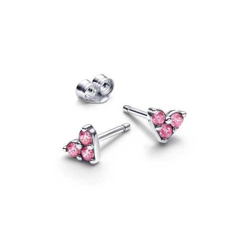 Pandora Triple Stone Pink Heart Stud Earrings Pandora Triple Stone Pink Heart Stud Earrings