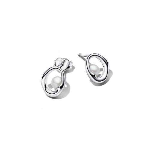 Pandora Organically Shaped Oval & Treated Freshwater Cultured Pearl Stud Earrings Pandora Organically Shaped Oval & Treated Freshwater Cultured Pearl Stud Earrings