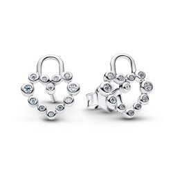 Pandora Sparkling Heart Padlock Stud Earrings Pandora Sparkling Heart Padlock Stud Earrings
