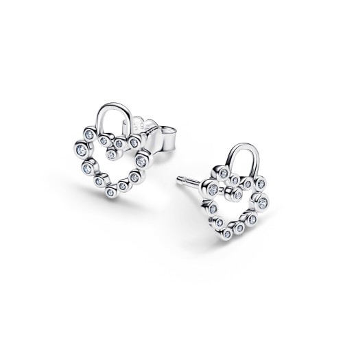 Pandora Sparkling Heart Padlock Stud Earrings Pandora Sparkling Heart Padlock Stud Earrings