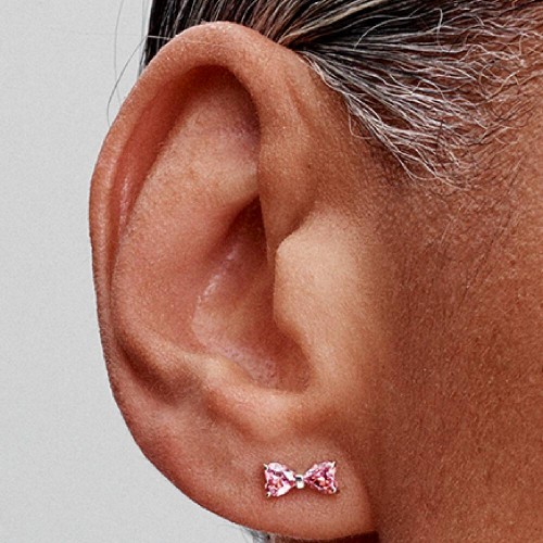 Pandora Sparkling Pink Bow Stud Earrings Pandora Sparkling Pink Bow Stud Earrings